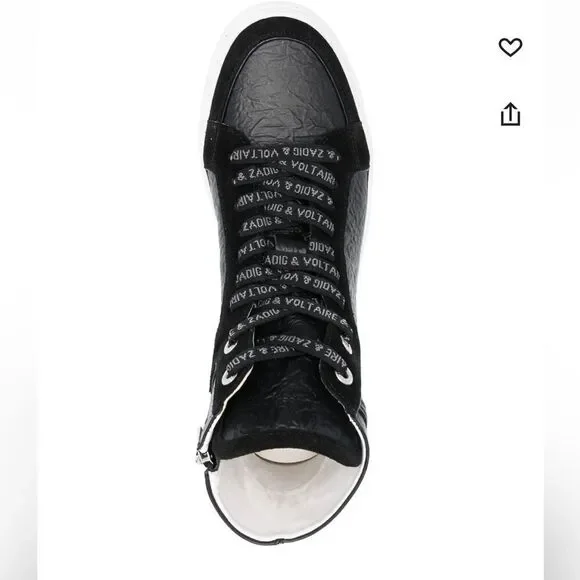 Zadig&Voltaire High Lash crinkled-finish leather sneakers FLAWED - Picture 5 of 9